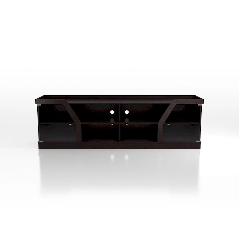 Meuble TV de rangement multifonctionnel espresso contemporain de 71 po