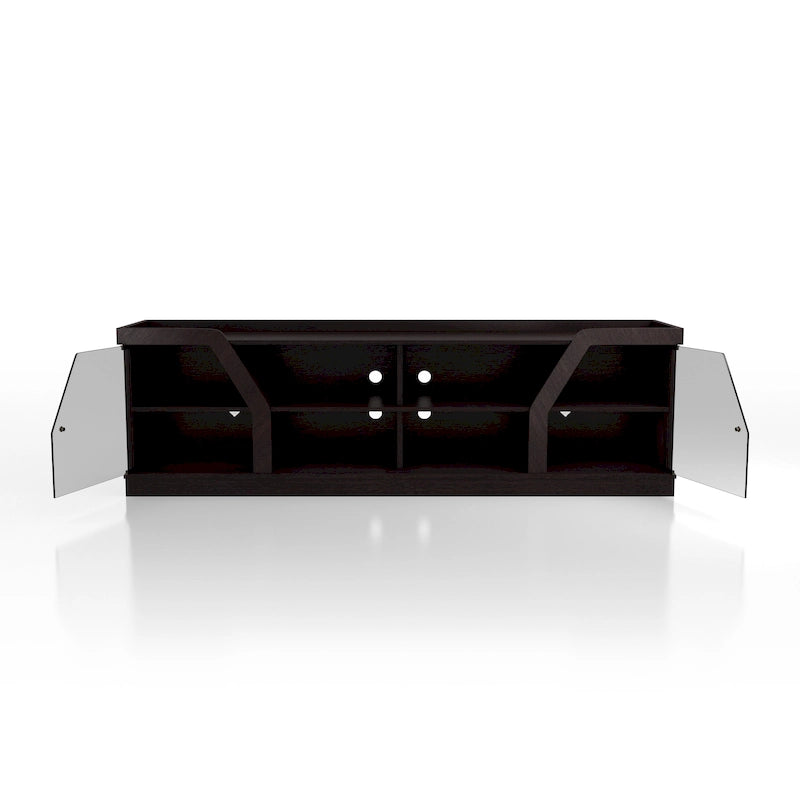 Meuble TV de rangement multifonctionnel espresso contemporain de 71 po