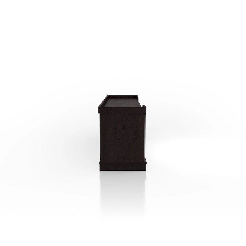 Meuble TV de rangement multifonctionnel espresso contemporain de 71 po