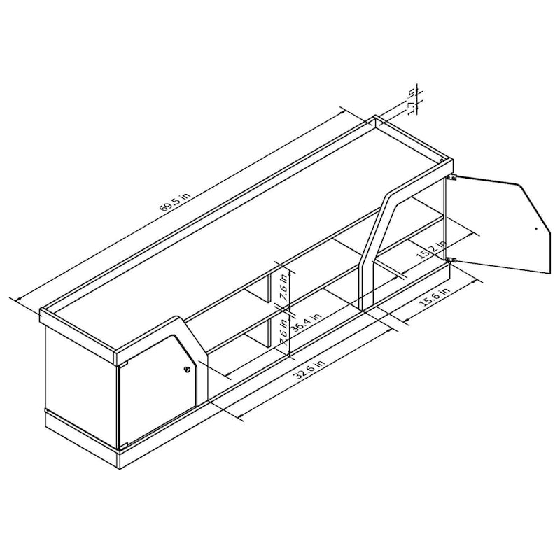 Meuble TV de rangement multifonctionnel espresso contemporain de 71 po