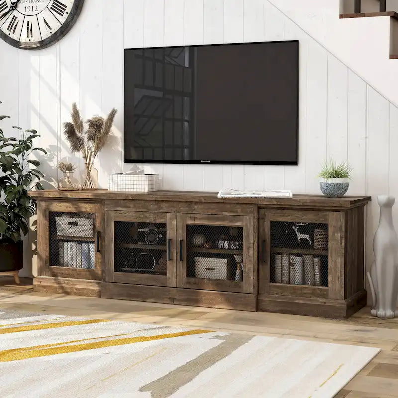 DH BASIC Rustic Reclaimed Oak 69-inch Wide 6-Shelf TV Stand by 
