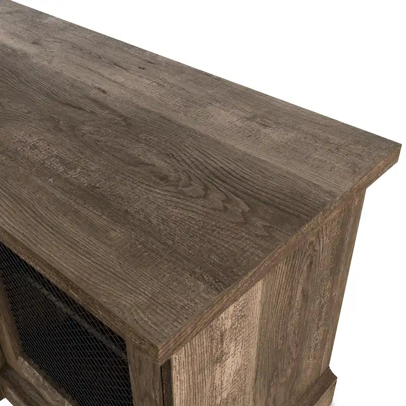 Meuble TV rustique en chêne recyclé de 175 cm de large avec 6 étagères