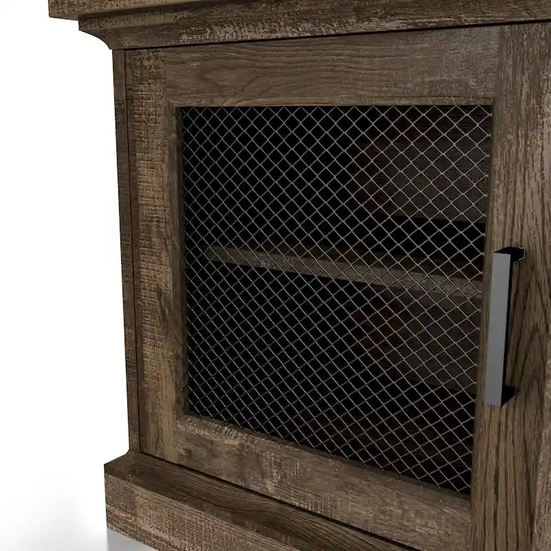 Meuble TV rustique en chêne recyclé de 175 cm de large avec 6 étagères