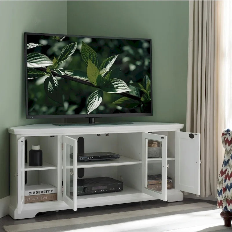 Meuble TV d'angle 85386 avec rangements fermés