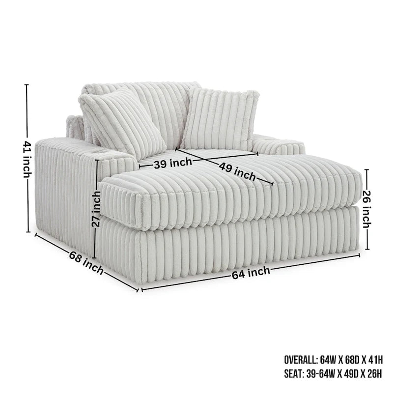 Chaise longue surdimensionnée avec porte-gobelets et chargement USB