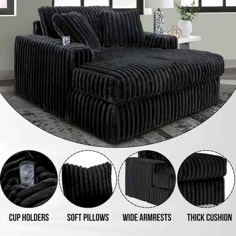 Chaise longue surdimensionnée avec porte-gobelets et chargement USB