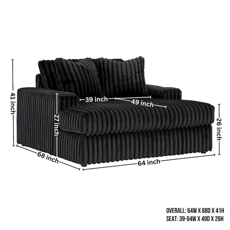 Chaise longue surdimensionnée avec porte-gobelets et chargement USB