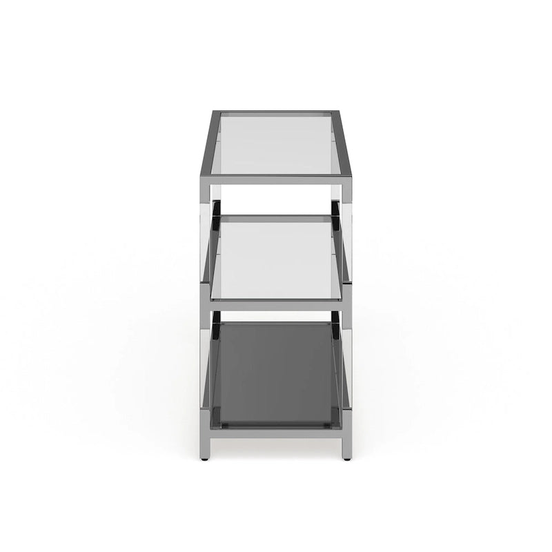 Table console contemporaine en verre chromé à 2 étagères de 48 pouces
