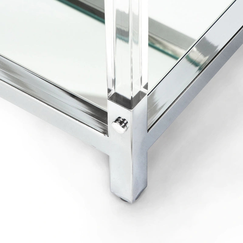 Table console contemporaine en verre chromé à 2 étagères de 48 pouces