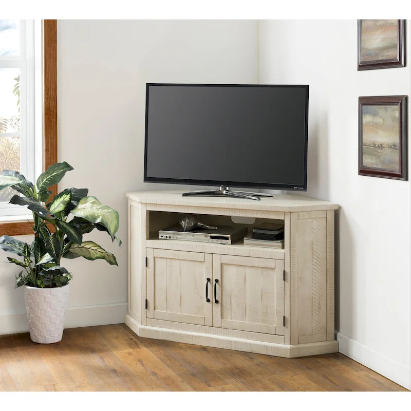 Meuble TV d'angle rustique en bois massif de 50 pouces