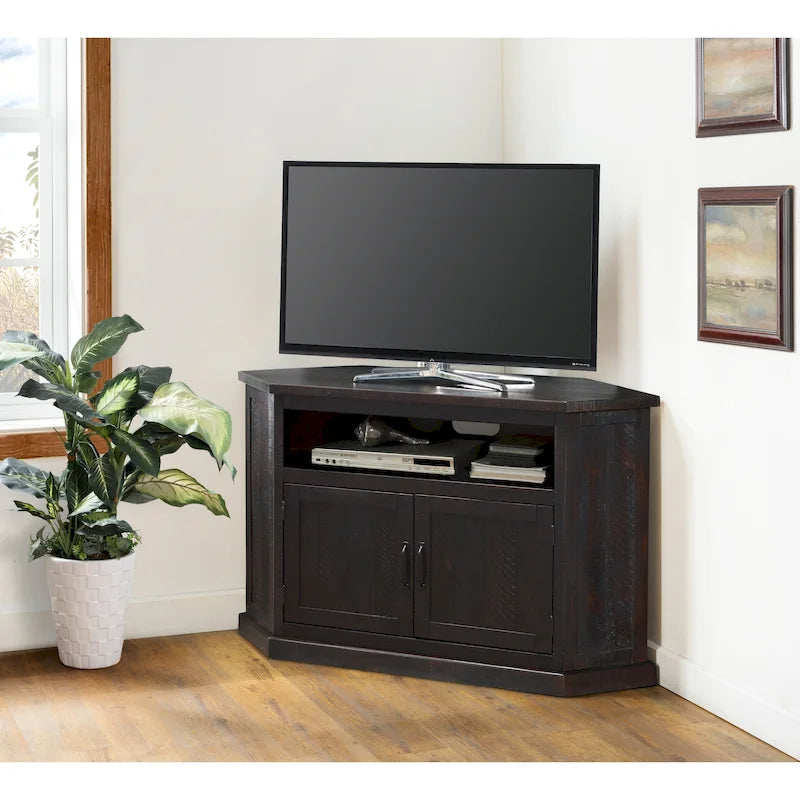 Meuble TV d'angle rustique en bois massif de 50 pouces