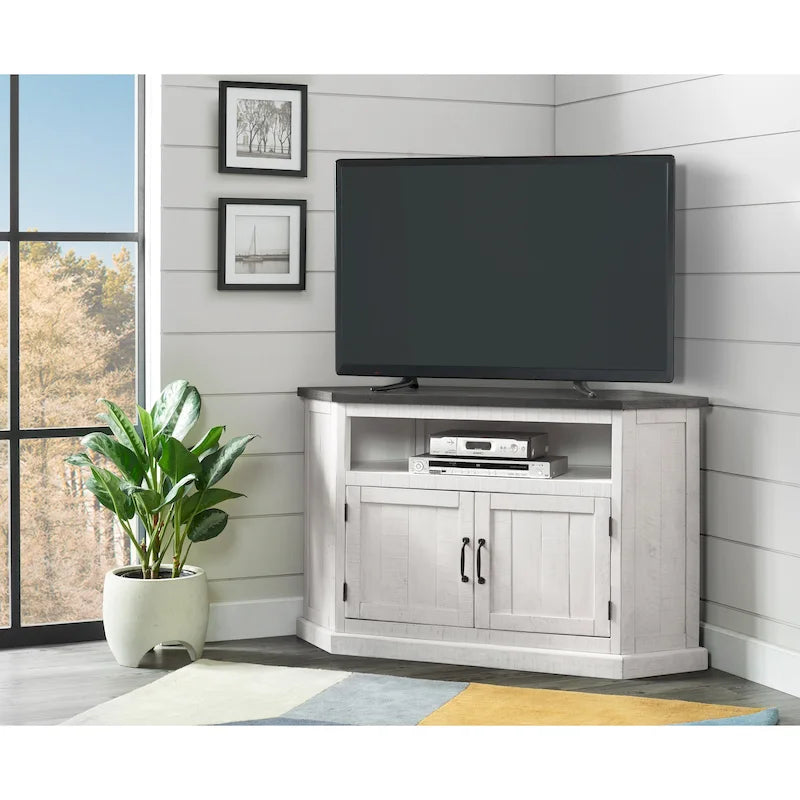 Meuble TV d'angle rustique en bois massif de 50 pouces