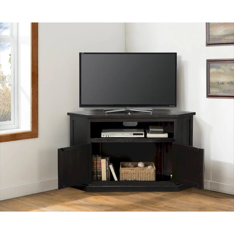 Meuble TV d'angle rustique en bois massif de 50 pouces