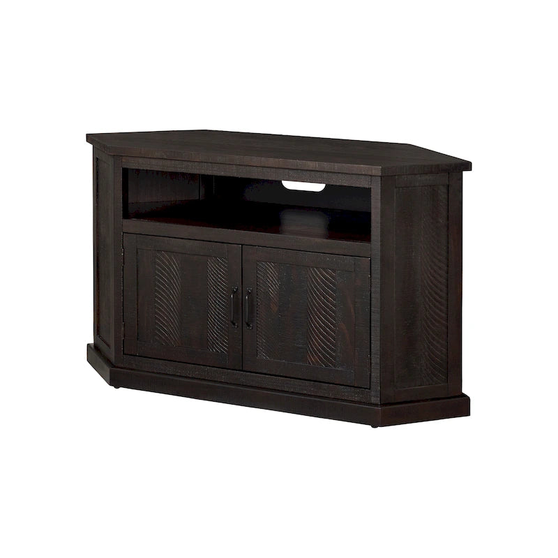 Meuble TV d'angle rustique en bois massif de 50 pouces