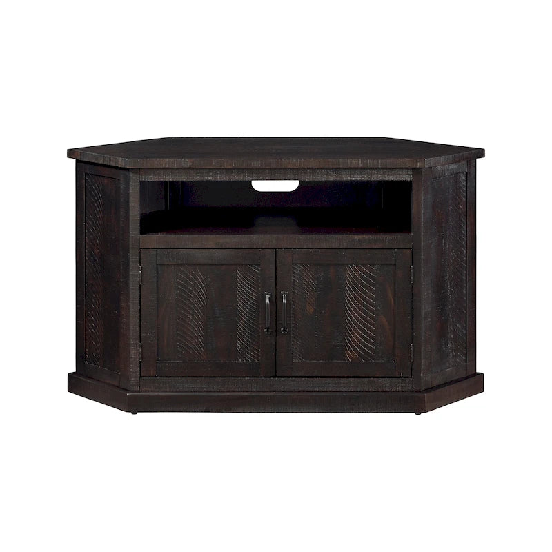 Meuble TV d'angle rustique en bois massif de 50 pouces