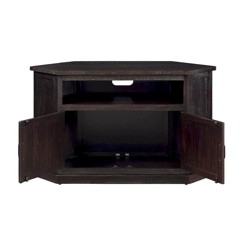 Meuble TV d'angle rustique en bois massif de 50 pouces