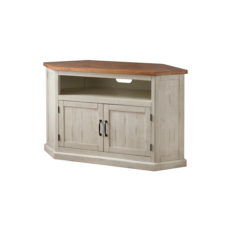 Meuble TV d'angle rustique en bois massif de 50 pouces