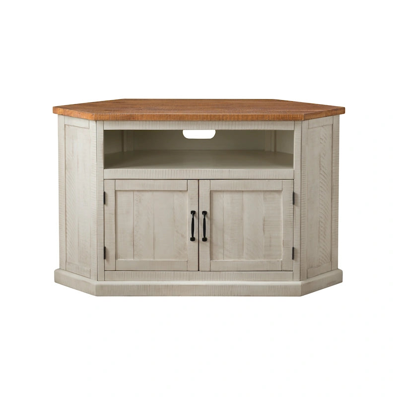 Meuble TV d'angle rustique en bois massif de 50 pouces