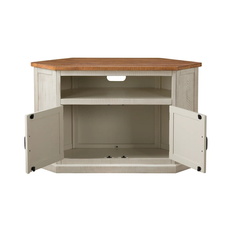 Meuble TV d'angle rustique en bois massif de 50 pouces