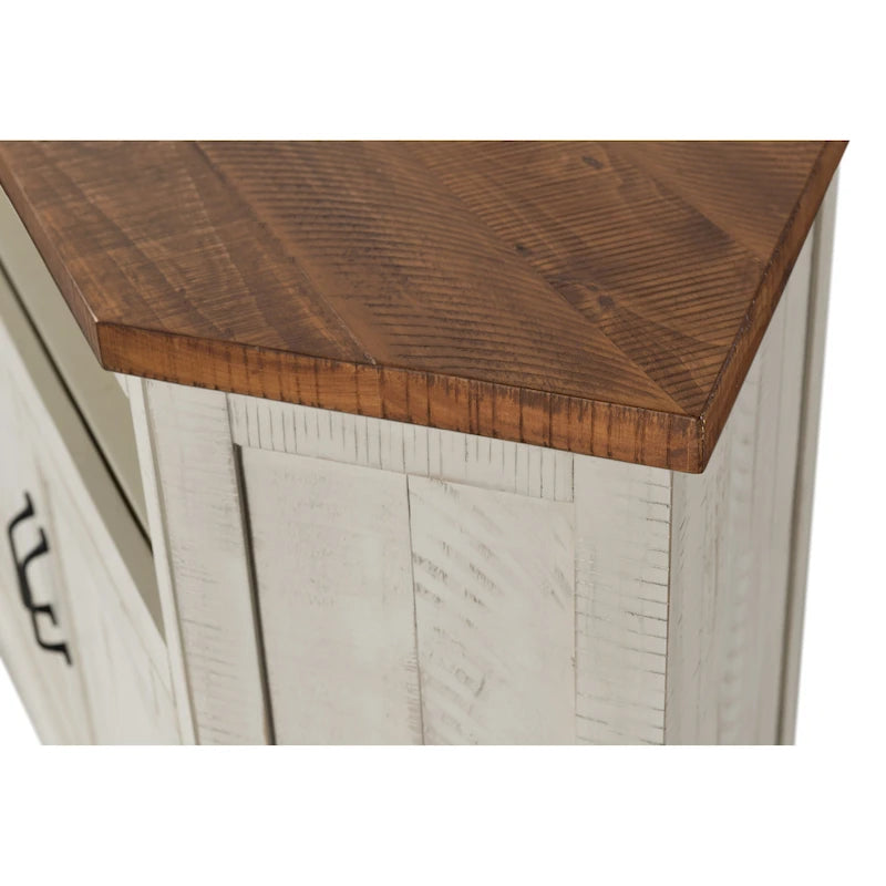 Meuble TV d'angle rustique en bois massif de 50 pouces