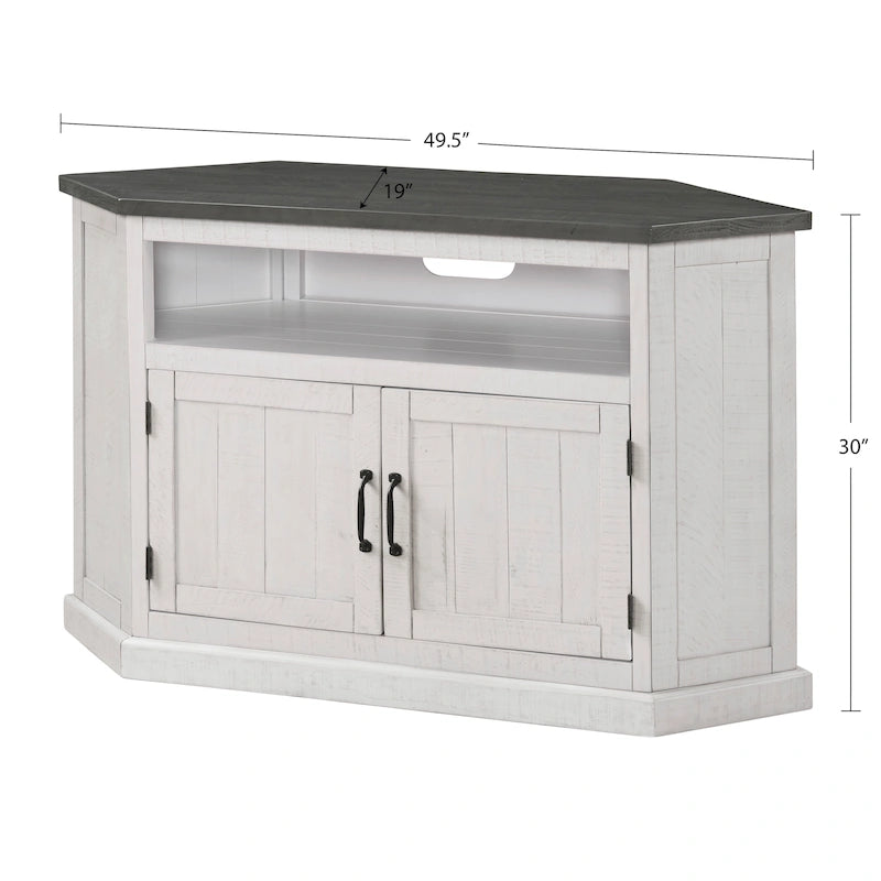 Meuble TV d'angle rustique en bois massif de 50 pouces