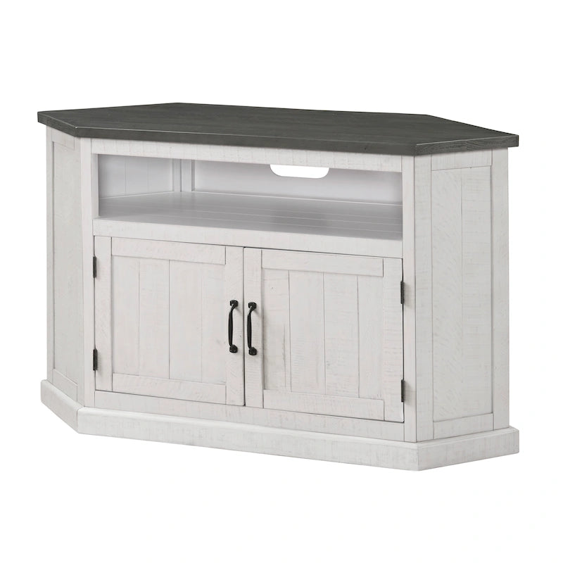 Meuble TV d'angle rustique en bois massif de 50 pouces