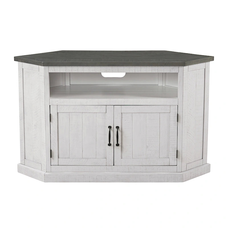Meuble TV d'angle rustique en bois massif de 50 pouces