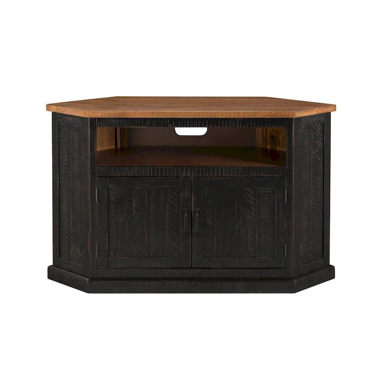 Meuble TV d'angle rustique en bois massif de 50 pouces