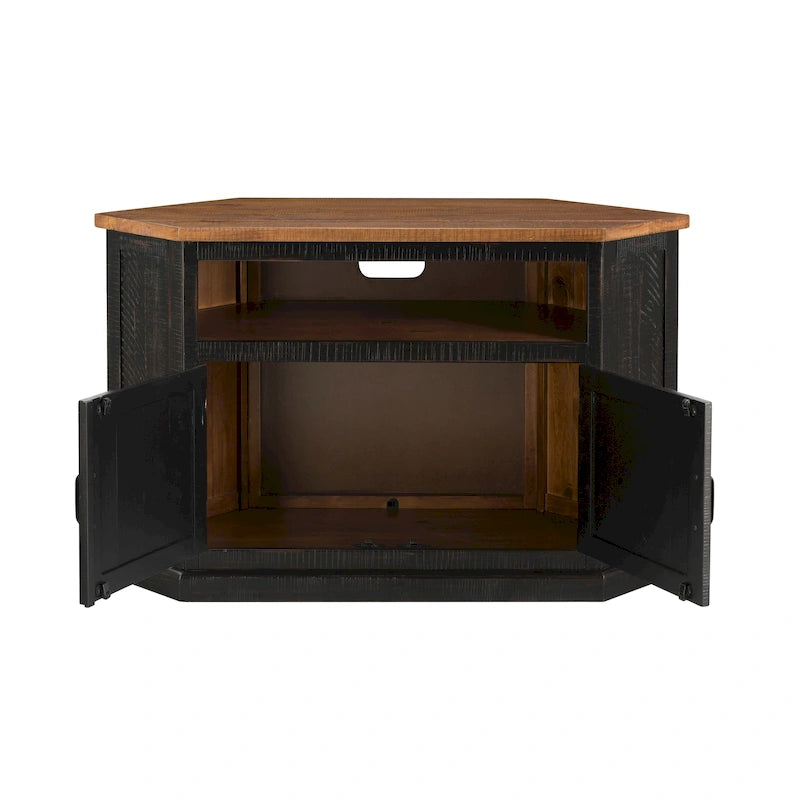 Meuble TV d'angle rustique en bois massif de 50 pouces