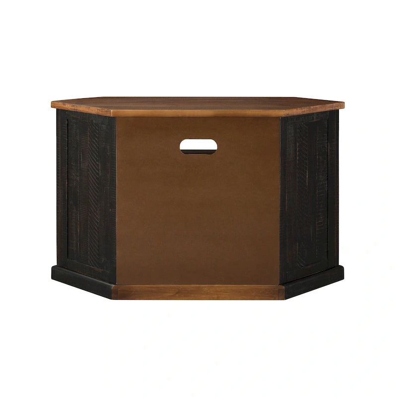 Meuble TV d'angle rustique en bois massif de 50 pouces