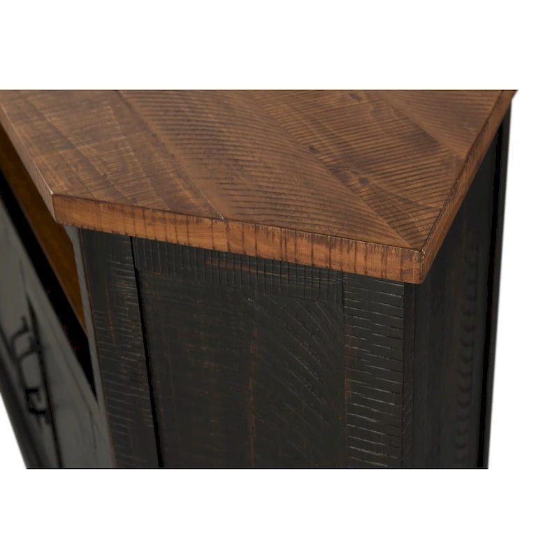 Meuble TV d'angle rustique en bois massif de 50 pouces