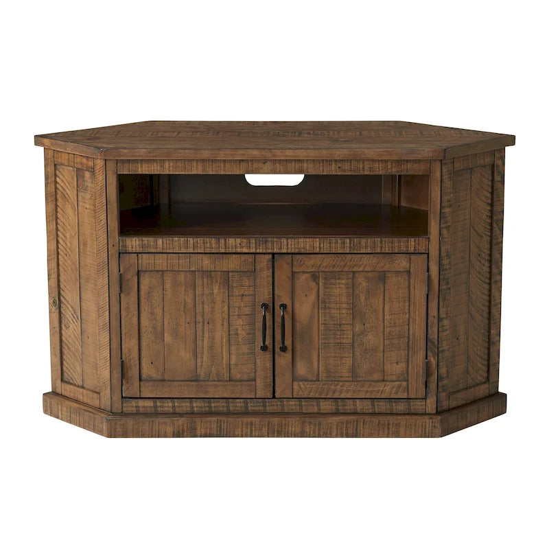 Meuble TV d'angle rustique en bois massif de 50 pouces