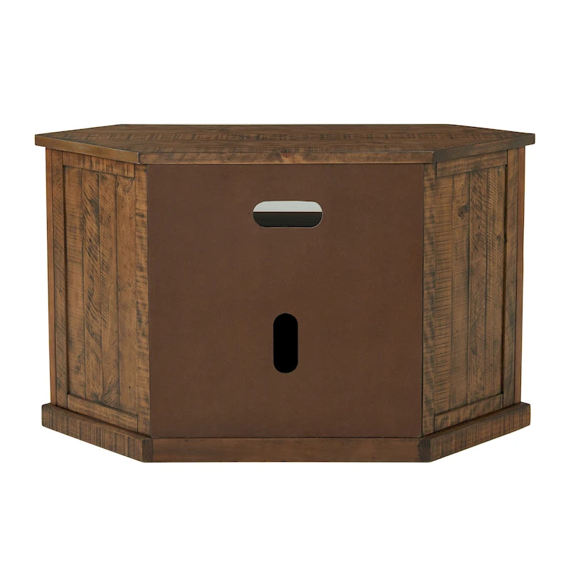 Meuble TV d'angle rustique en bois massif de 50 pouces