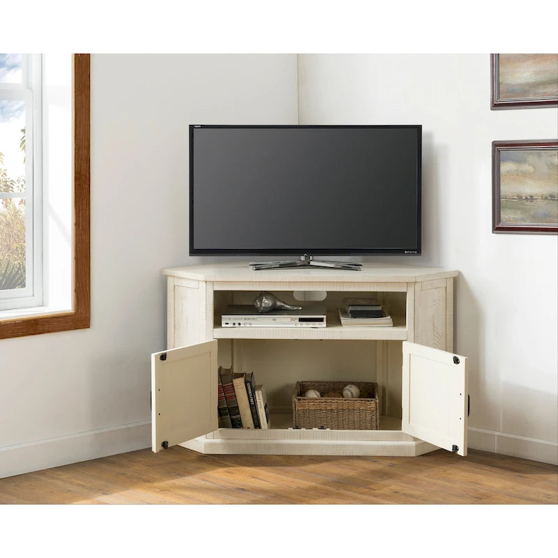 Meuble TV d'angle rustique en bois massif de 50 pouces