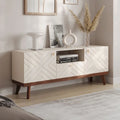 Meuble TV Console avec tiroir – Convient aux TV jusqu'à 65 po avec pieds en bois Design Mid-Century Modern