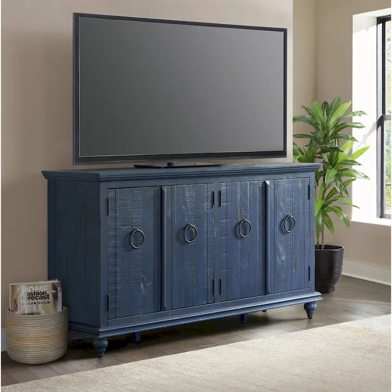  65-inch Solid Wood 4-door TV Stand Console - 35 inches high x 65 inches wide x 18 inches deep