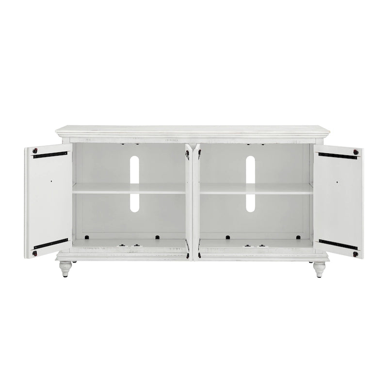 Meuble TV console en bois massif à 4 portes de 165 cm - 89 cm de haut x 165 cm de large x 46 cm de profondeur
