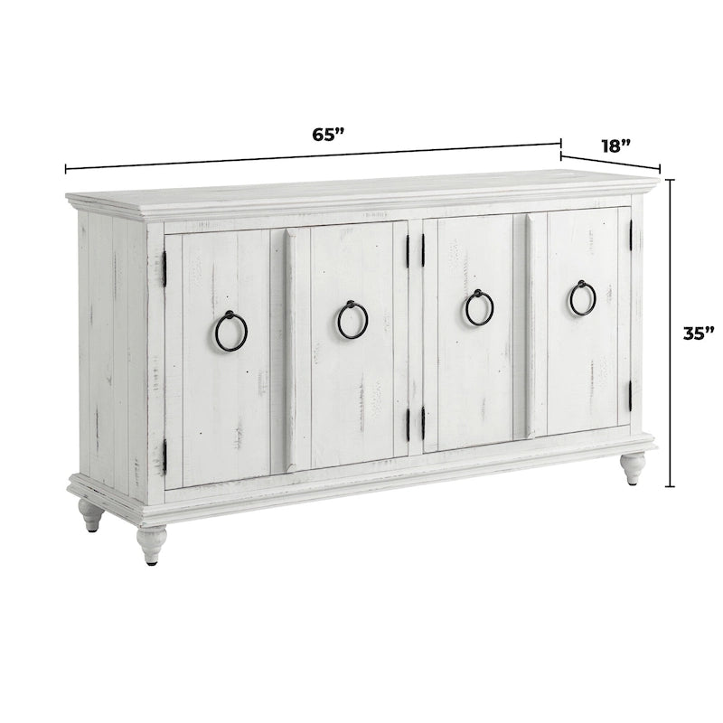 Meuble TV console en bois massif à 4 portes de 165 cm - 89 cm de haut x 165 cm de large x 46 cm de profondeur