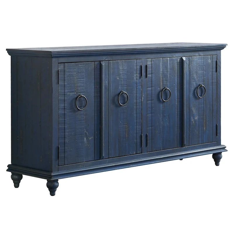 Meuble TV console en bois massif à 4 portes de 165 cm - 89 cm de haut x 165 cm de large x 46 cm de profondeur