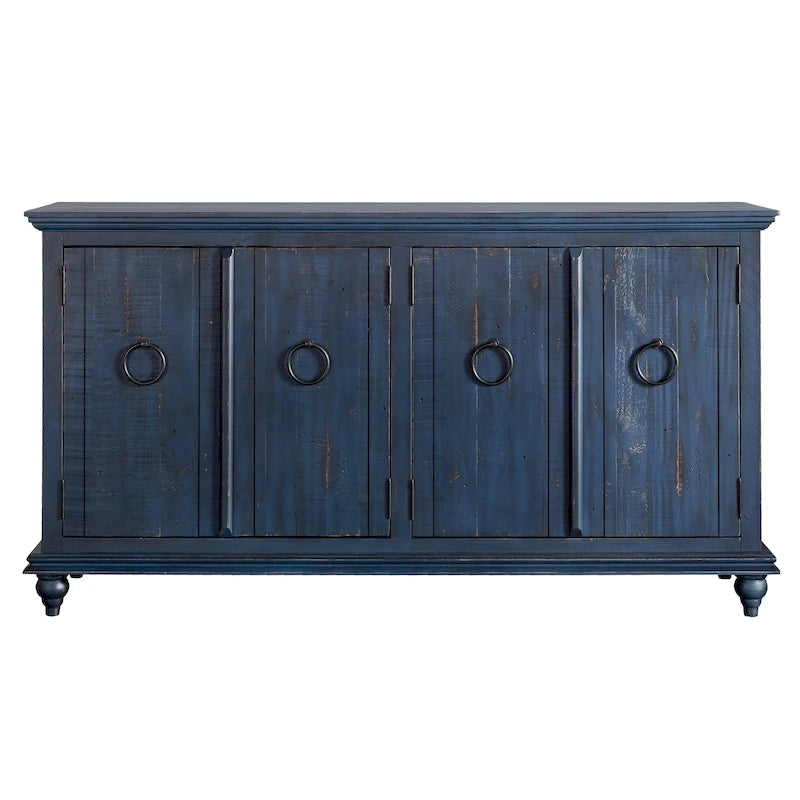 Meuble TV console en bois massif à 4 portes de 165 cm - 89 cm de haut x 165 cm de large x 46 cm de profondeur