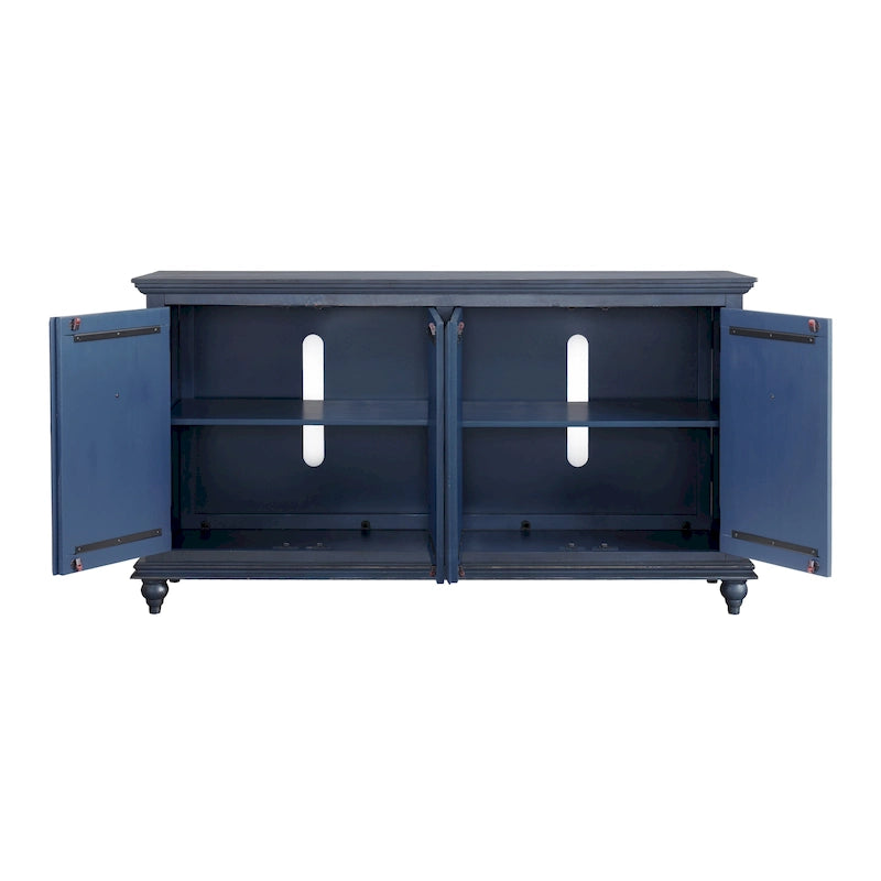 Meuble TV console en bois massif à 4 portes de 165 cm - 89 cm de haut x 165 cm de large x 46 cm de profondeur