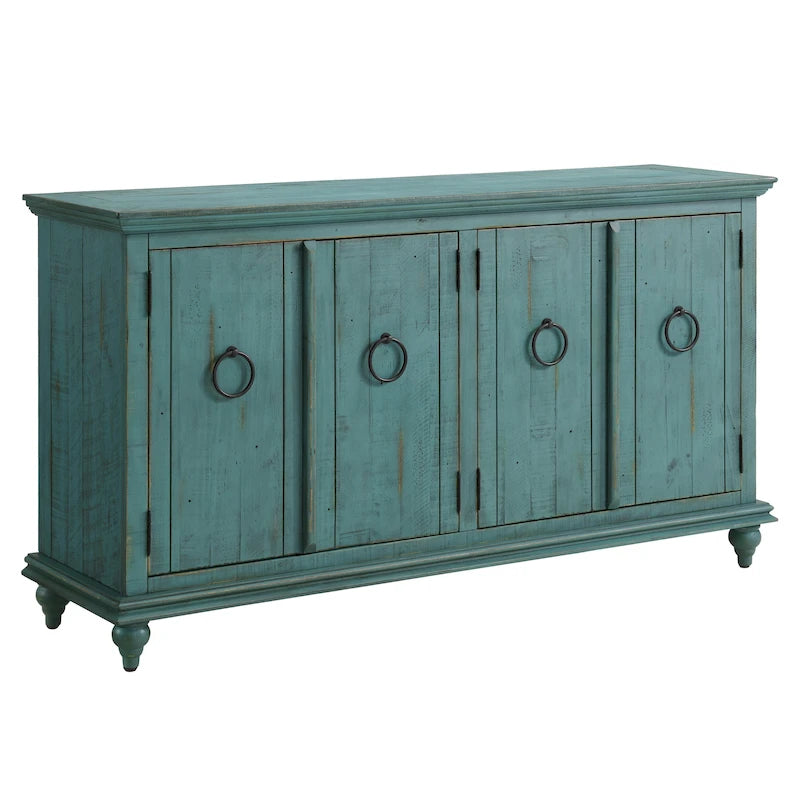 Meuble TV console en bois massif à 4 portes de 165 cm - 89 cm de haut x 165 cm de large x 46 cm de profondeur