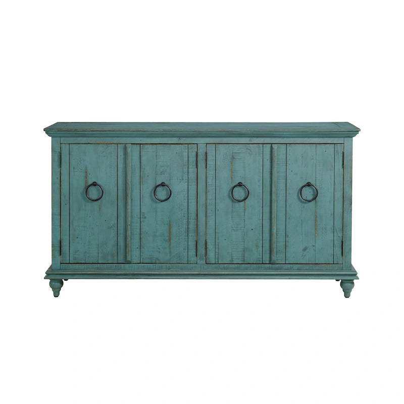 Meuble TV console en bois massif à 4 portes de 165 cm - 89 cm de haut x 165 cm de large x 46 cm de profondeur