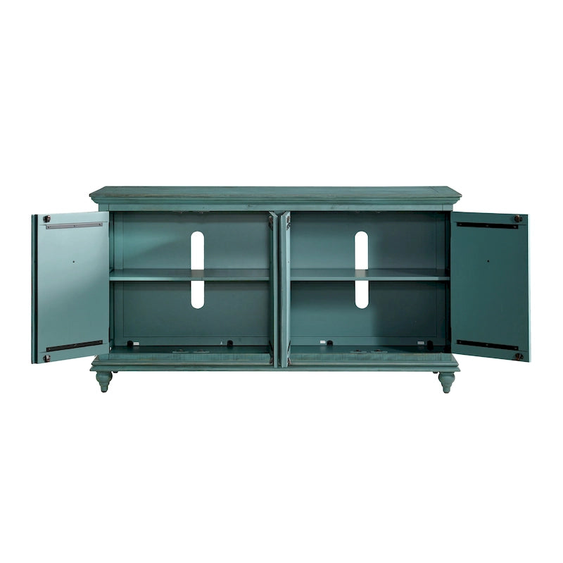 Meuble TV console en bois massif à 4 portes de 165 cm - 89 cm de haut x 165 cm de large x 46 cm de profondeur