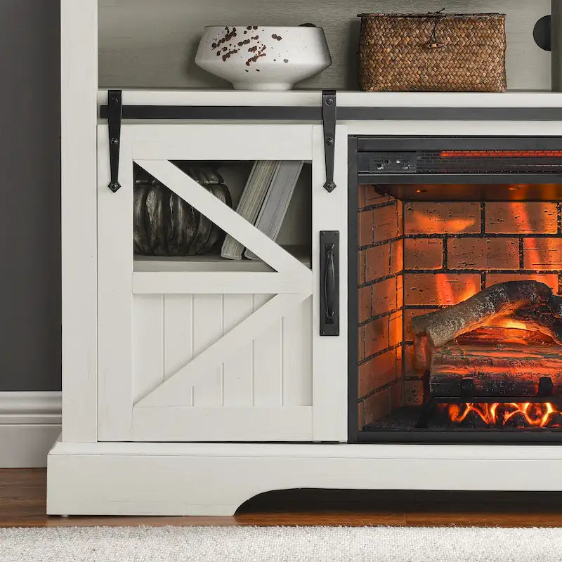 Meuble TV avec cheminée électrique de 60 po et capteur de porte
