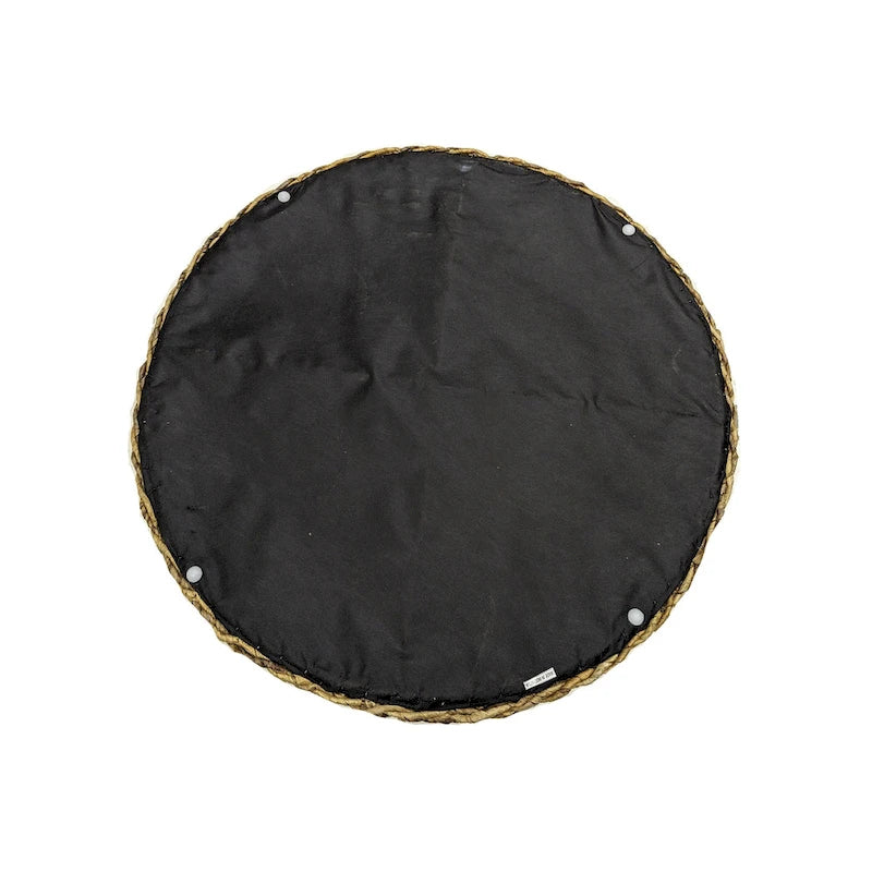Table basse ronde ottomane en bois d'abaca naturel tissée à la main par