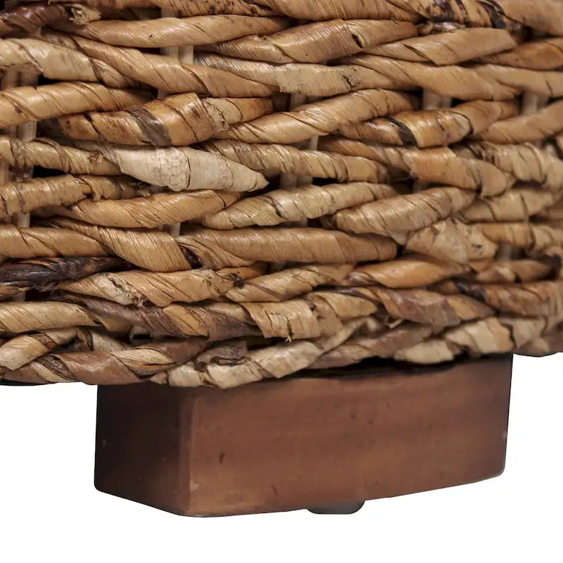 Table basse ronde ottomane en bois d'abaca naturel tissée à la main par