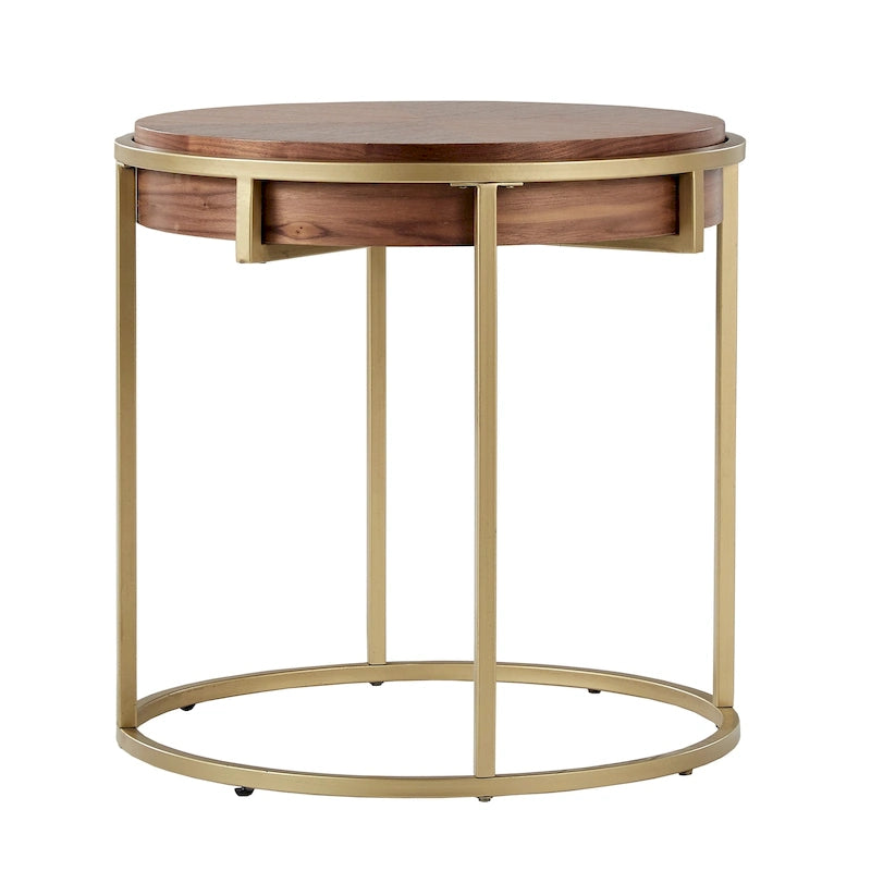 Table d'appoint ronde Cooke avec base en métal