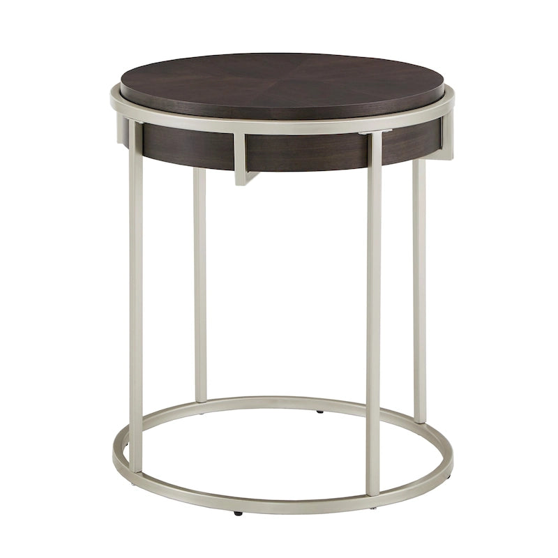 Table d'appoint ronde Cooke avec base en métal