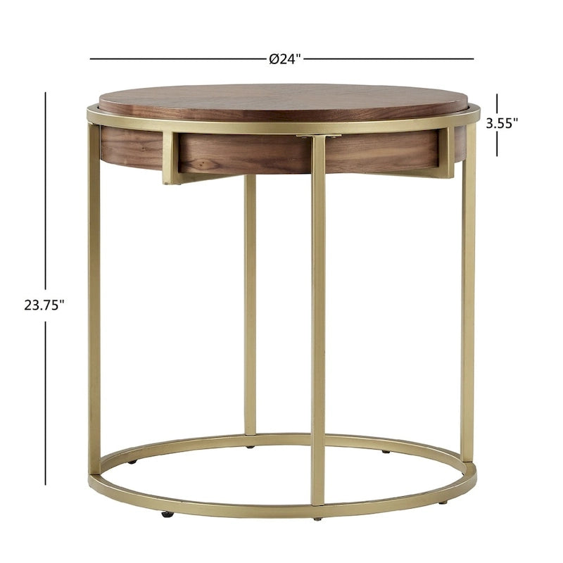 Table d'appoint ronde Cooke avec base en métal
